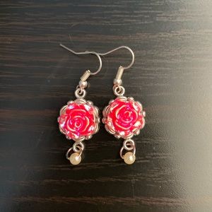 3/20$ Flower earrings pendant kawaii cute red pink roses